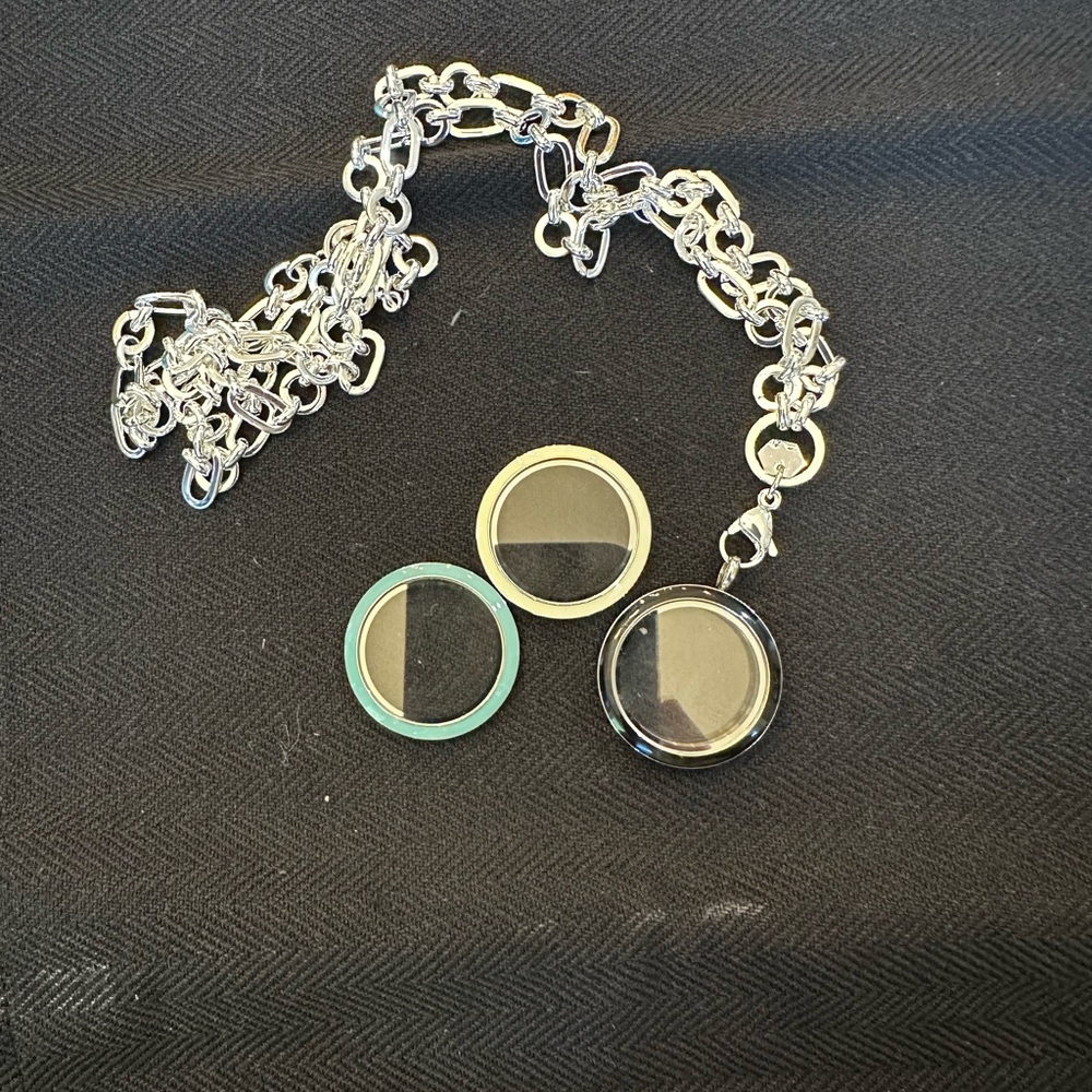 Silver Chain Necklace with Interchangeable Pendants
